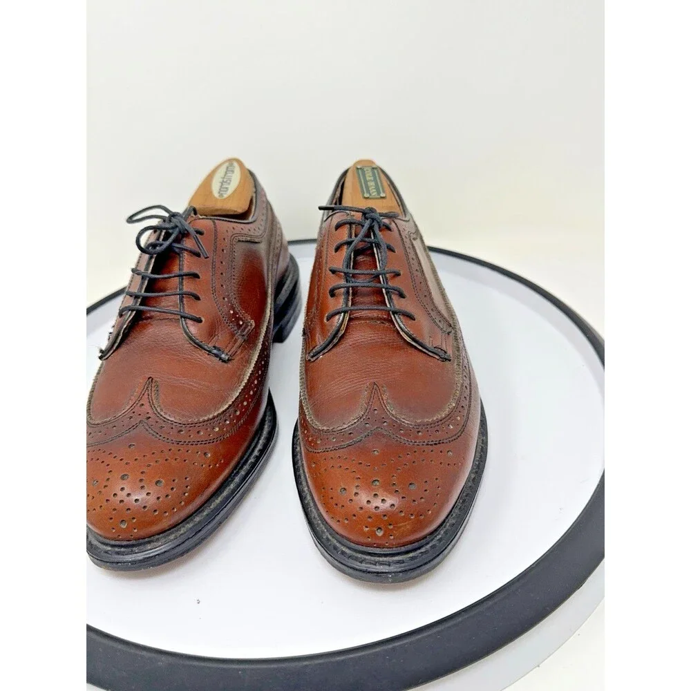 MEN VTG BRITISH WALKERS CUSTOM BURGUNDY WINGTIP OXFORD‎ DRESS SHOES SZ 8
